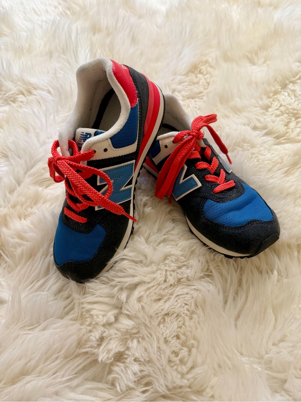 New Balance 574 blue/orange size youth 4.5 / women 6.5 / Euro 37